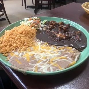 Chicken mole. So good! Comes with tortillas(your choice of flour or corn).