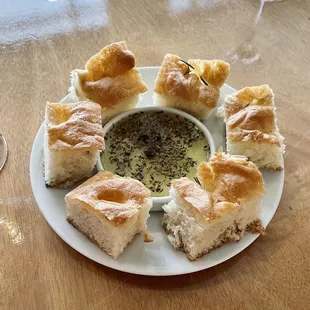 Focassia Bread with dipping oil