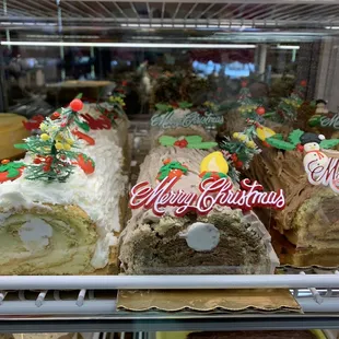a display of christmas pastries