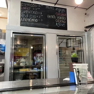 a menu on the wall