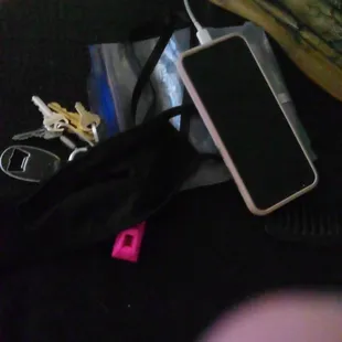 a cell phone and other items