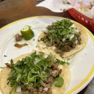 Asada tacos. Great deal after 4:00 PM 3 for $5!