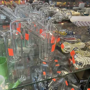 a variety of glassware