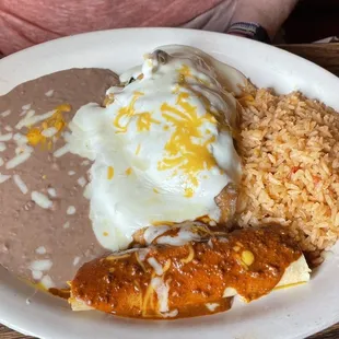 Beef Chile relleno with a cheese enchilada