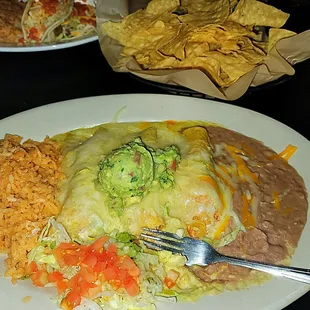 2 Avocado Chicken Enchiladas