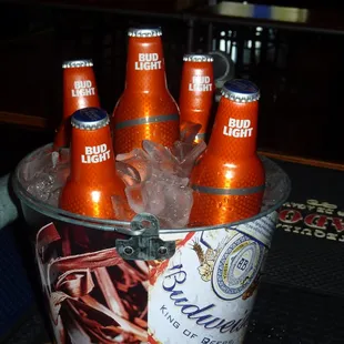 beer bottles in a bucket