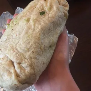 after 1 or 2 bites it completely fell apart and the tortilla was falling off  made a big  mess