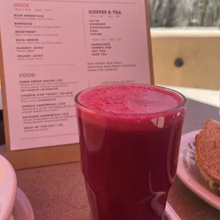 Menu and smoothie