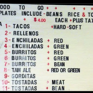 prices of mexican food