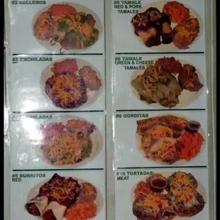 a menu for mexican food