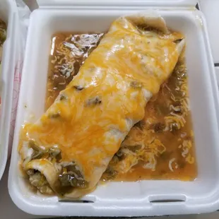 Breakfast burrito w/chicharrones. Smothered.