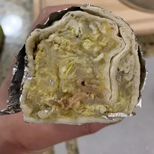 a person holding a burrito