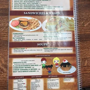 a menu for a mexican restaurant