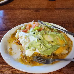 Chicken fajita burrito with green chili. Yum!