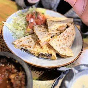 a plate of quesadillas