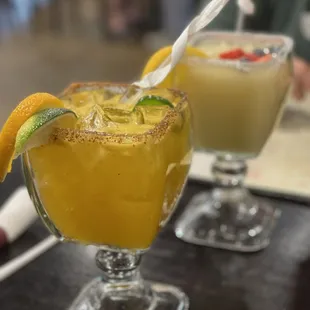 Spicy Mango Margarita and a Frozen Lime Margarita