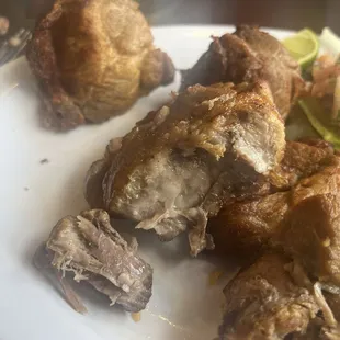 Dry, tough bits of pork