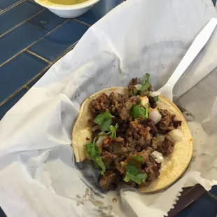 Hot off the griddle steak taco