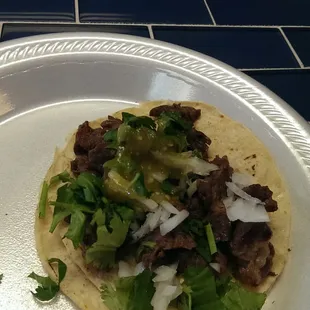 Tasty steak taco.