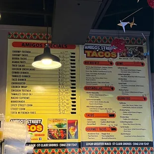 menu and prices