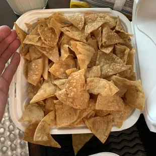 Fresh made chips with several choices of salsa