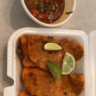 Birria tacos and consume