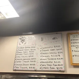 Menu as of October 2021