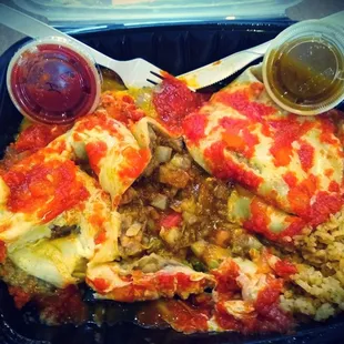 Wet Wendsday Burrito Smothered Chicken Sweet Onion Salsa Filled with Chunky Beef Wowed