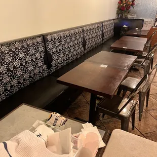 the seating area of the restaurant