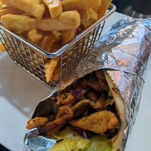 French Fries + Chicken Shawarma Sandwich