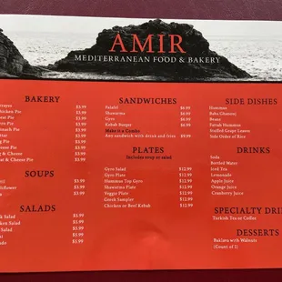menu at tables