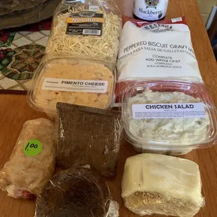 a variety of cheese and other ingredients
