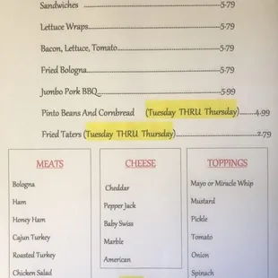 a menu for a restaurant