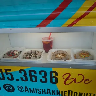 A cool food display built into the side of the truck!