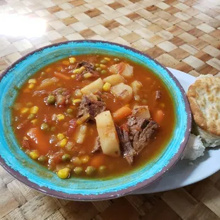 Beef stew with butter biscuit