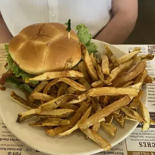 Bacon burger and fries