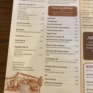 Amish Door Restaurant menu Pg. 1 Soup, salad, sandwiches