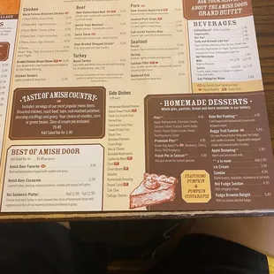 Menu pg2 Dinner choices