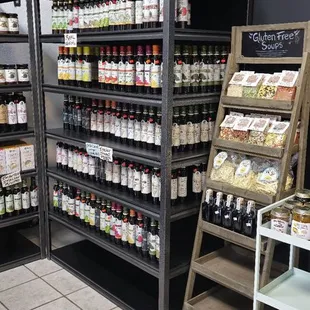 Tons of pickles and jams and oils and barbeque sauces and honeys galore!!