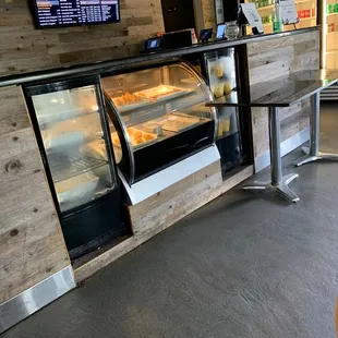 a counter with food on it