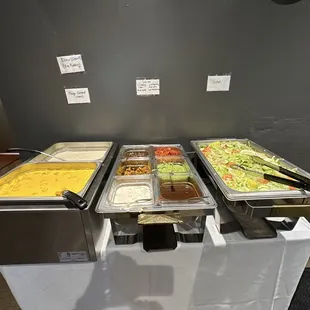 Buffet salad station, and desserts