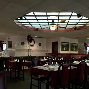 a view of a dining room