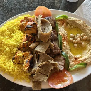 Combination Entree with humus added instead of salad.