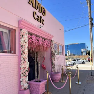 the entrance of the restaurant