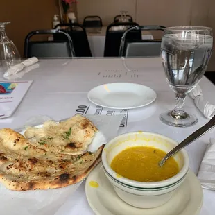 Daal soup and some garlic naan