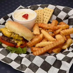 Amon's burger and fries.