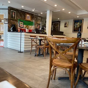 empty tables and chairs