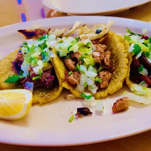 3 tacos - beef cheek, chicken, pastor