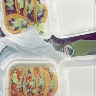 Carne asada tacos and chicken tacos