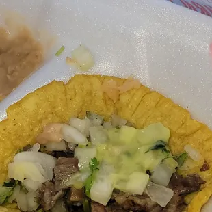 Carne Asada toco homemade corn tortilla.. delicious